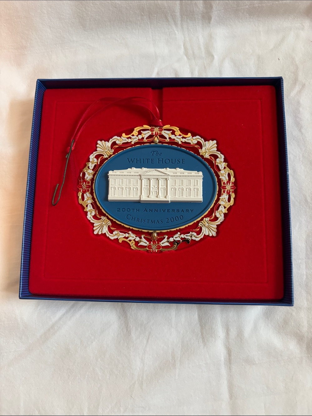 The White House 200th Anniversary Christmas 2000 Ornament - Blue & Gold